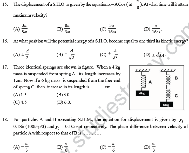NEET UG Physics Oscillations and Waves MCQs, Multiple Choice Questions
